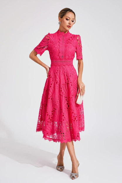 Leoncia | Vestido midi elegante para mujer de encaje