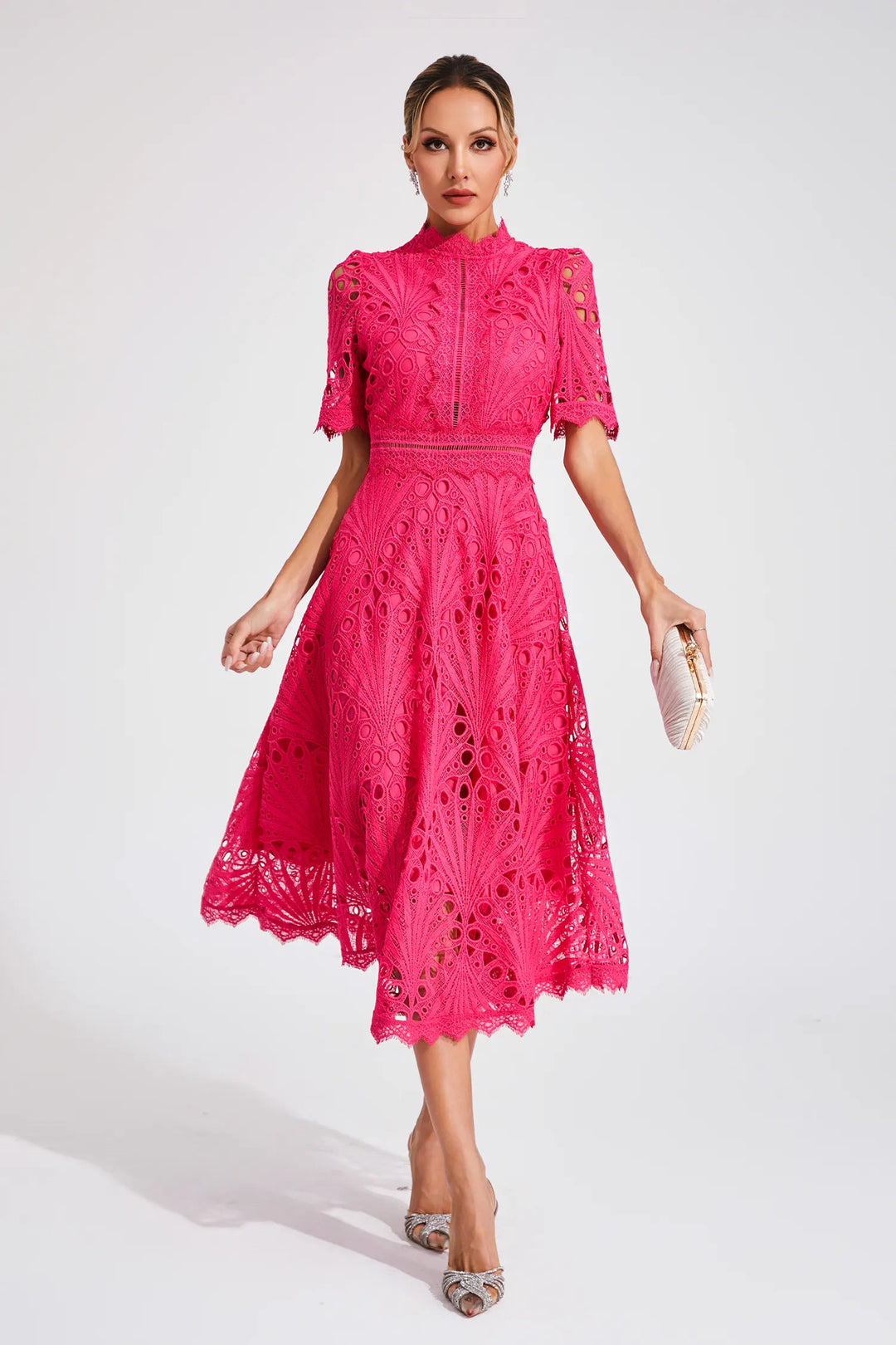Leoncia | Vestido midi elegante para mujer de encaje