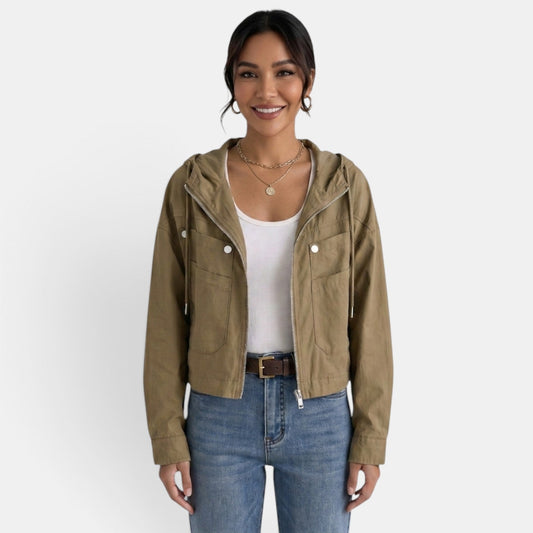 Chaqueta corta de algodón vintage para mujer