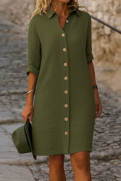 Jesusa | Vestido Camisero Elegante de Primavera para Mujer con Botones
