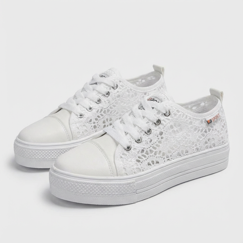Laia | Zapatillas Plataforma Casual Mujer Cordones Encaje Punta Redonda Suela Alta