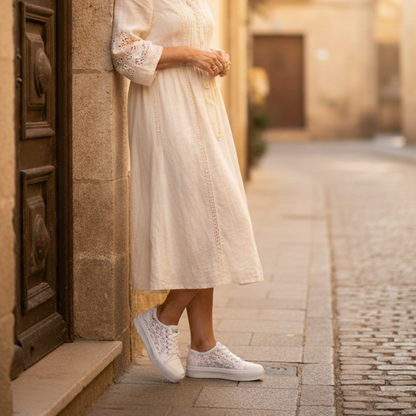 Laia | Zapatillas Plataforma Casual Mujer Cordones Encaje Punta Redonda Suela Alta