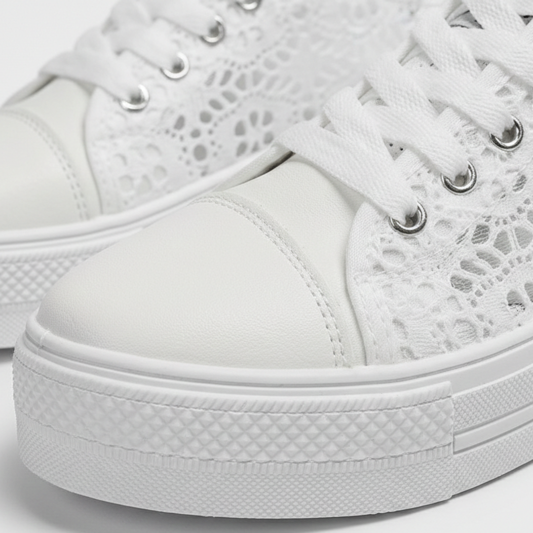 Laia | Zapatillas Plataforma Casual Mujer Cordones Encaje Punta Redonda Suela Alta