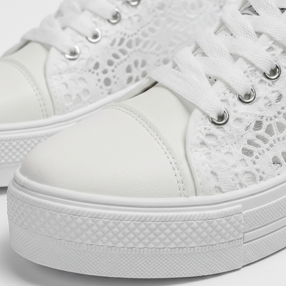Laia | Zapatillas Plataforma Casual Mujer Cordones Encaje Punta Redonda Suela Alta