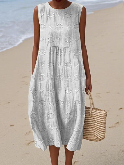 Orlena | Vestido maxi de verano sin mangas con bordados