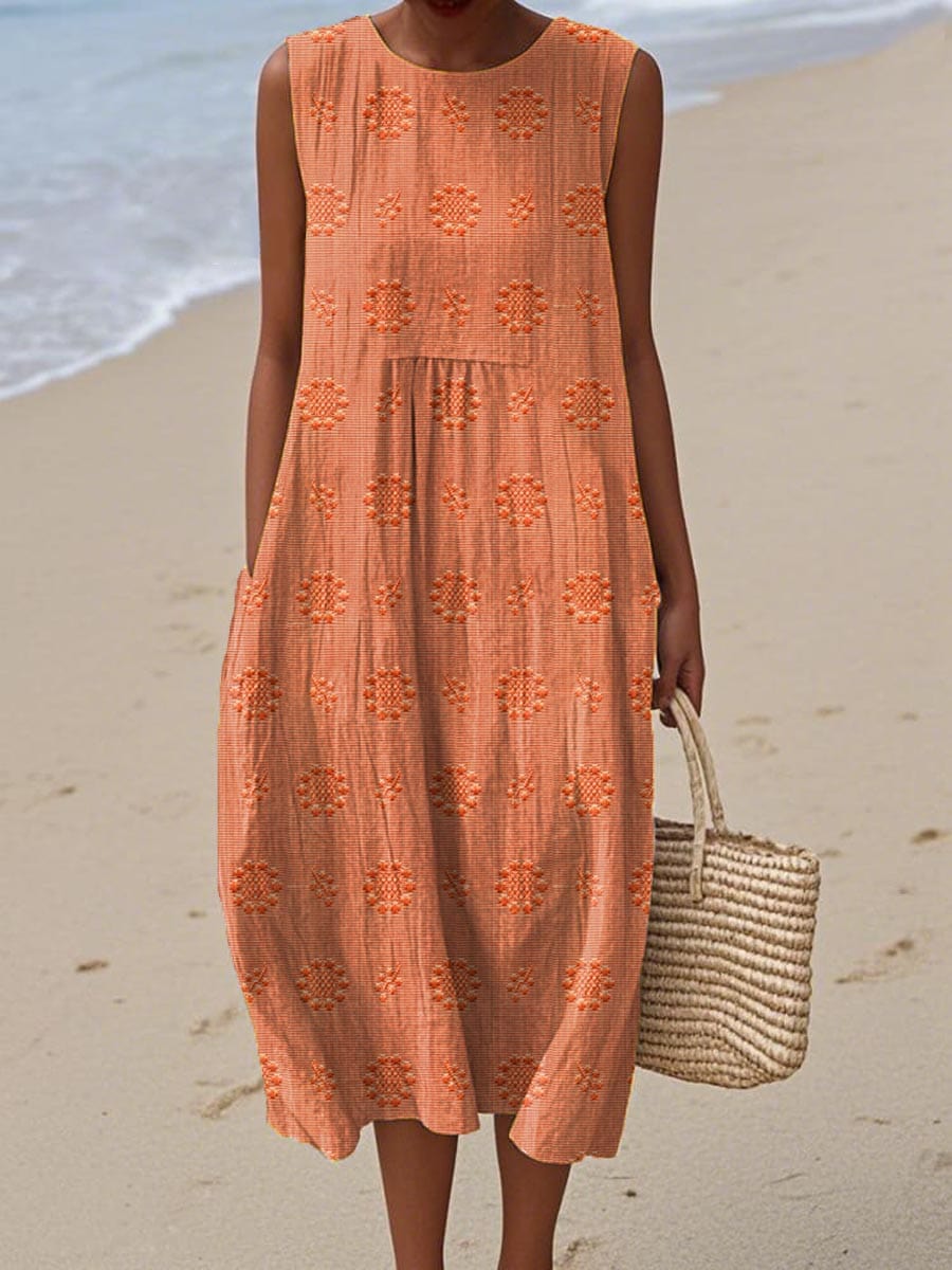 Orlena | Vestido maxi de verano sin mangas con bordados