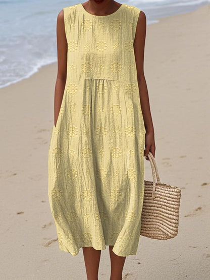 Orlena | Vestido maxi de verano sin mangas con bordados