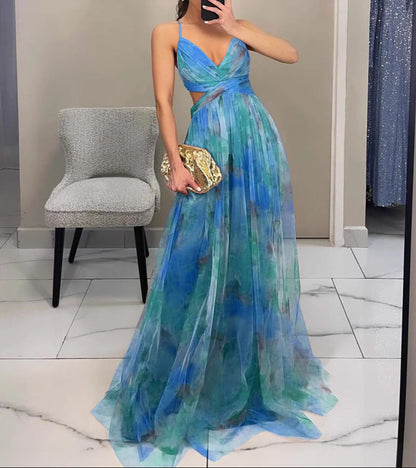 Vestido mujer maxi floral elegante – vestido fluido tirantes ligero