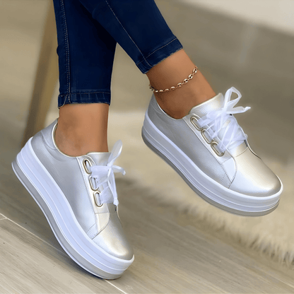 Aitana | Zapatillas Plataforma Casual Mujer Cordones Ojales Metálicos Suela Alta