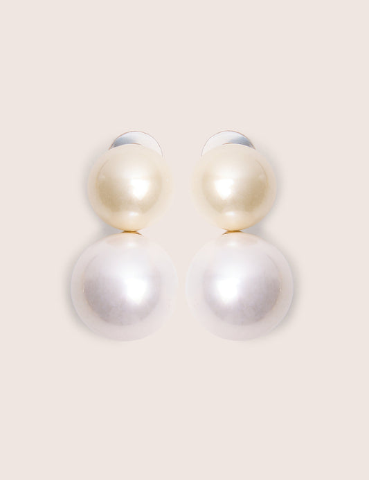 Pendientes de perla doble con poste