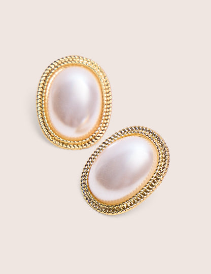 Pendientes de botón estilo vintage con perla y oro