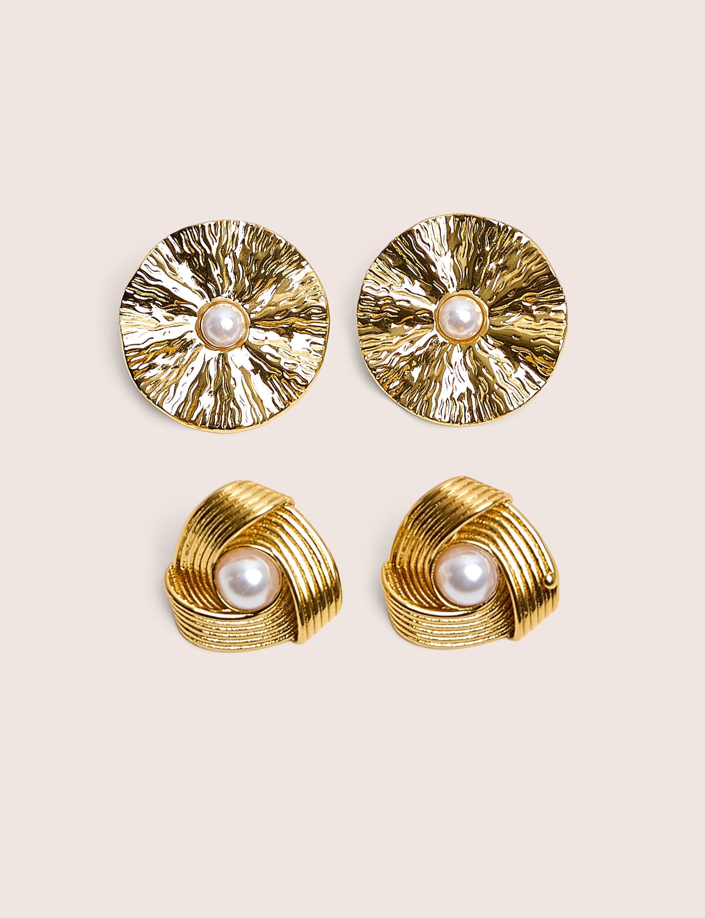 Pack de dos aretes de oro y perla