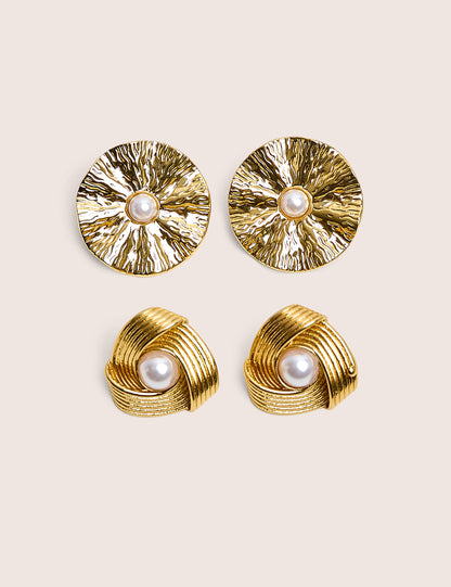 Pack de dos aretes de oro y perla