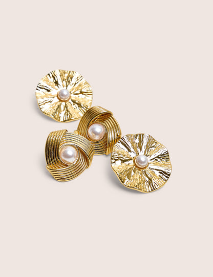 Pack de dos aretes de oro y perla