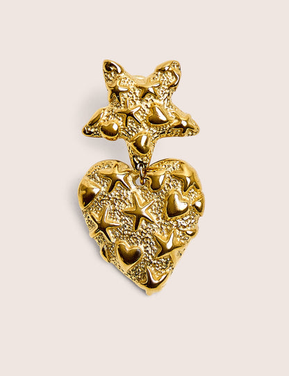 Pendientes chapados en oro con forma de corazón y estrella