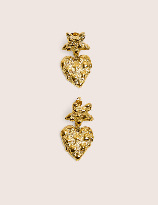 Pendientes chapados en oro con forma de corazón y estrella