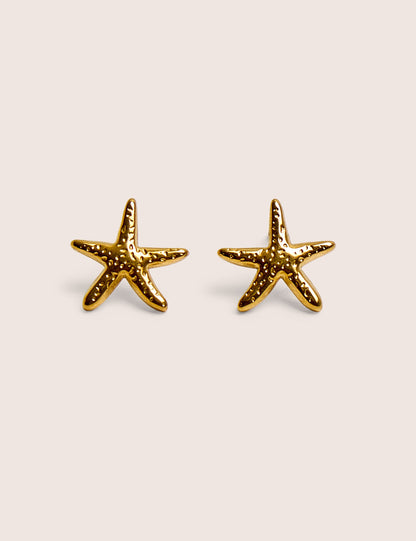 Aretes de estrella de mar mini chapados en oro