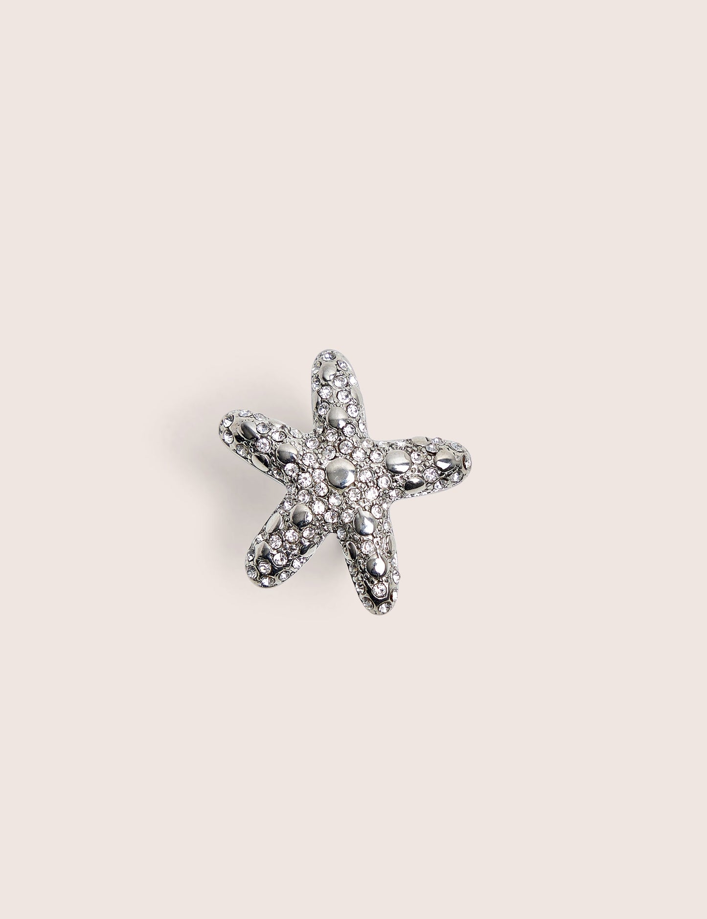 Anillo de estrella de mar con diamante en plata