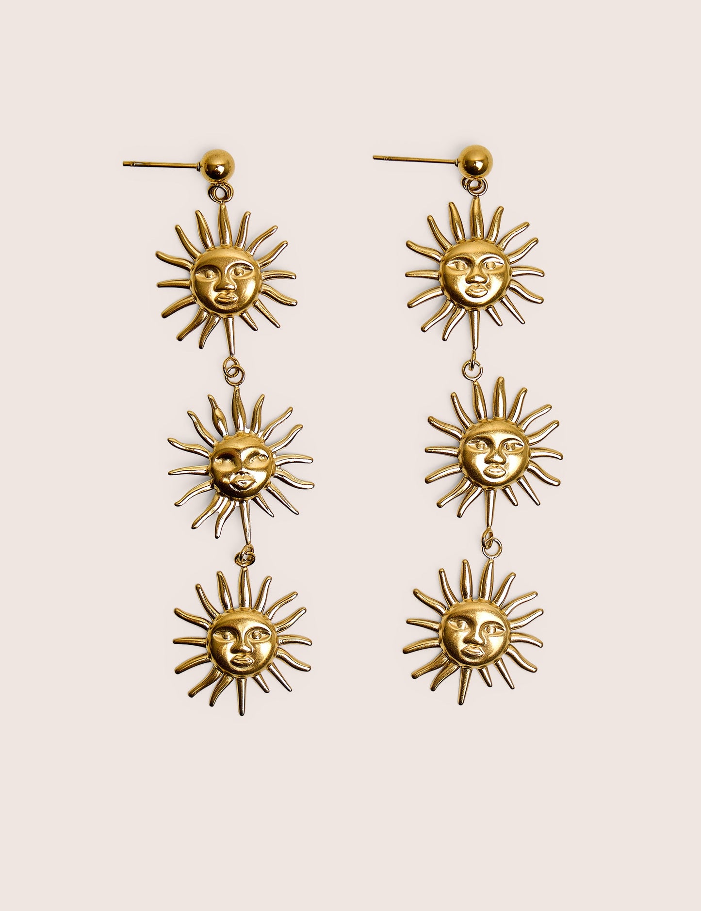 Pendientes de tres gotas de sol en oro