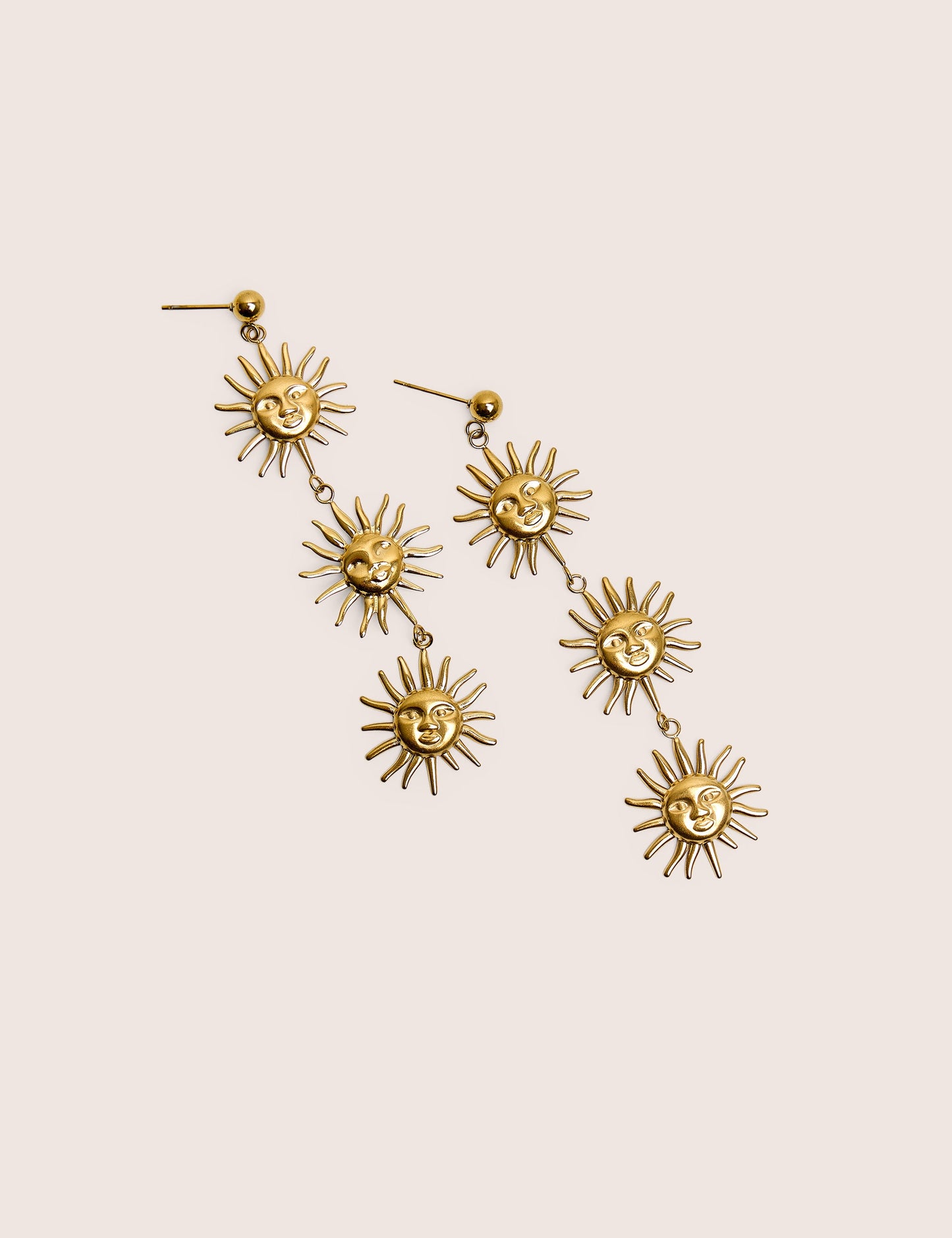 Pendientes de tres gotas de sol en oro