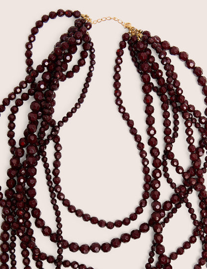 Collar de cuentas multicapa en color marrón