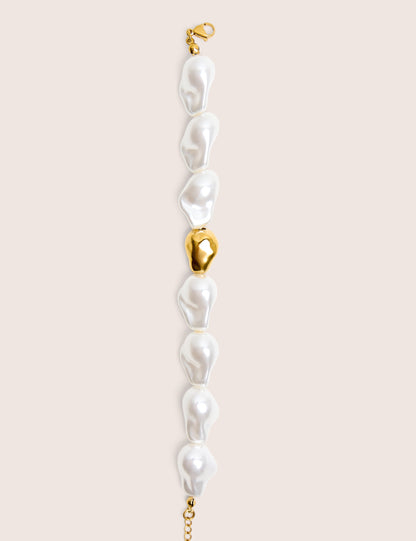 Pulsera de perlas ajustable chapada en oro