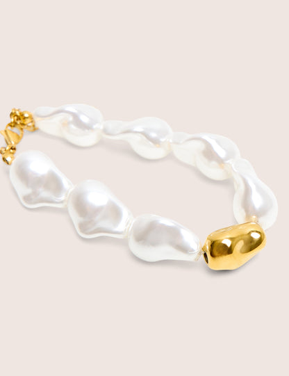 Pulsera de perlas ajustable chapada en oro