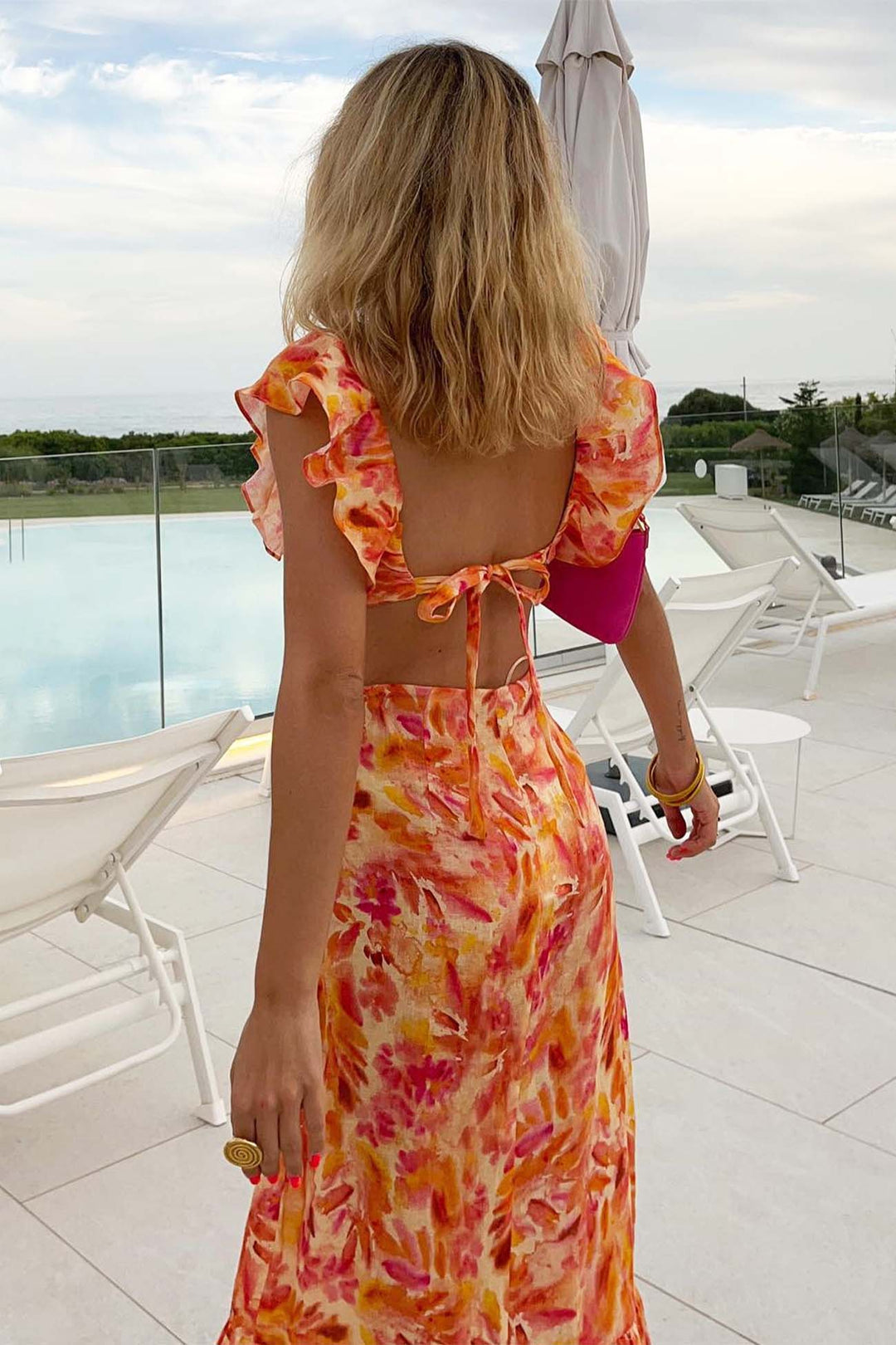 Brisenda | Vestido maxi floral elegante para mujer con volantes
