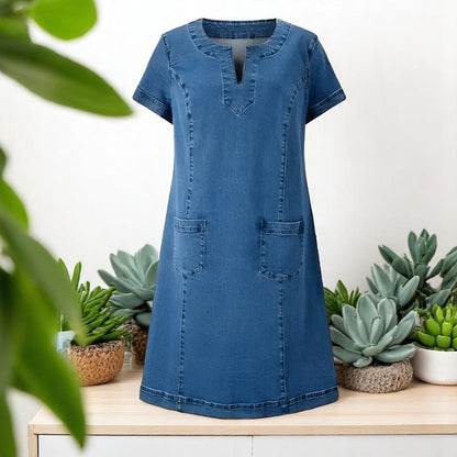 Elena | Vestido corto para mujer con manga corta y bolsillos