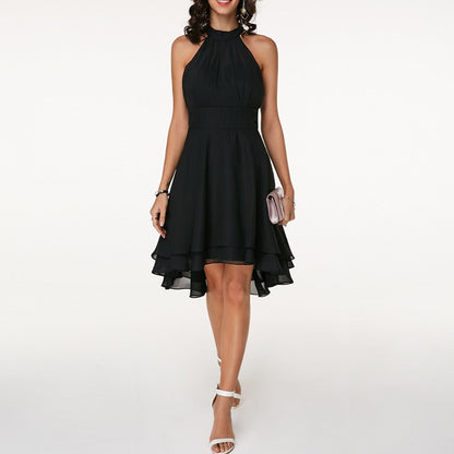 Emma | Vestido corto elegante de mujer con cuello halter y caída fluida