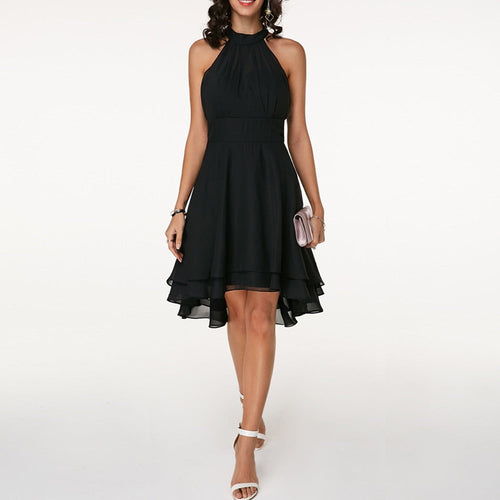 Emma | Vestido corto elegante de mujer con cuello halter y caída fluida