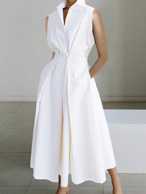 Estela | Vestido midi con cuello camisero y diseño sin mangas