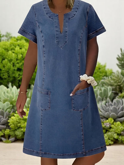 Elena | Vestido corto para mujer con manga corta y bolsillos