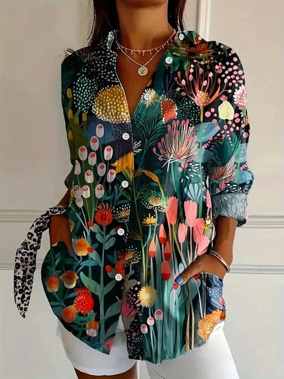 Blusa Mujer Con Estampado Floral – Estilo Casual Elegante y Ligero