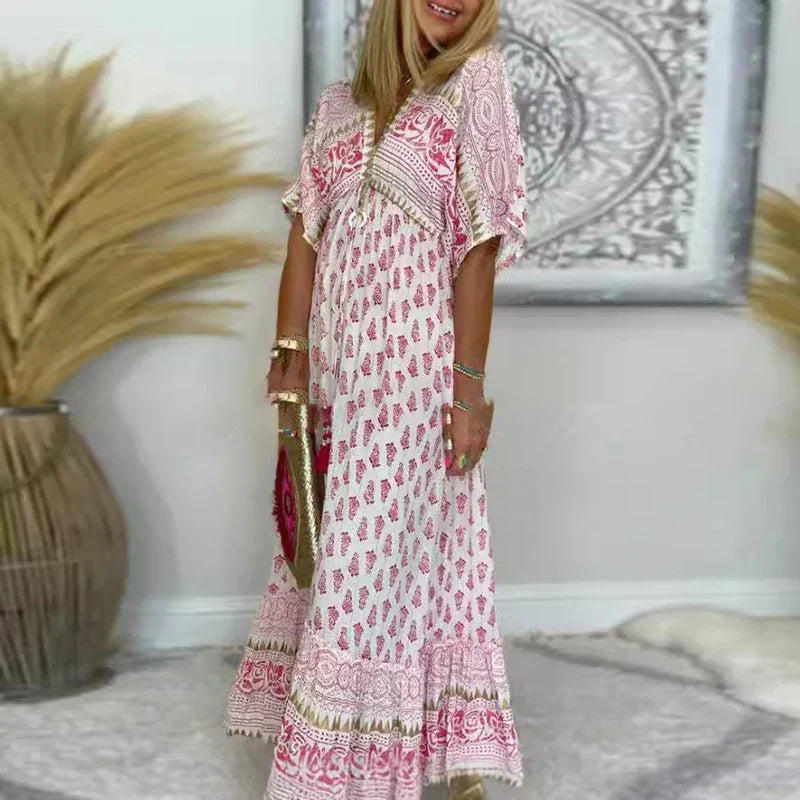 Nerisa | Vestido maxi con estampado y estilo boho
