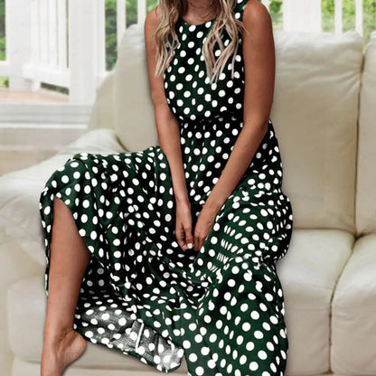 Hestia | Vestido maxi casual sin mangas con lunares