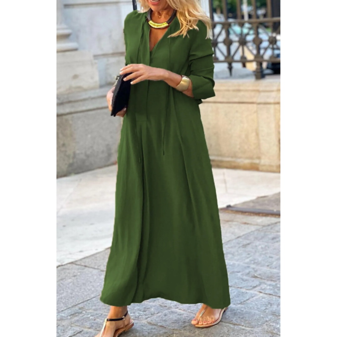 Waleria | Vestido largo informal de mujer con cierre de botones | Cómodo