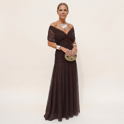 Vestido Largo Mujer Elegante Fluido – Escote V y Diseño Sofisticado