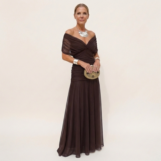 Vestido Largo Mujer Elegante Fluido – Escote V y Diseño Sofisticado