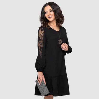 Lowris | Vestido midi con mangas de encaje