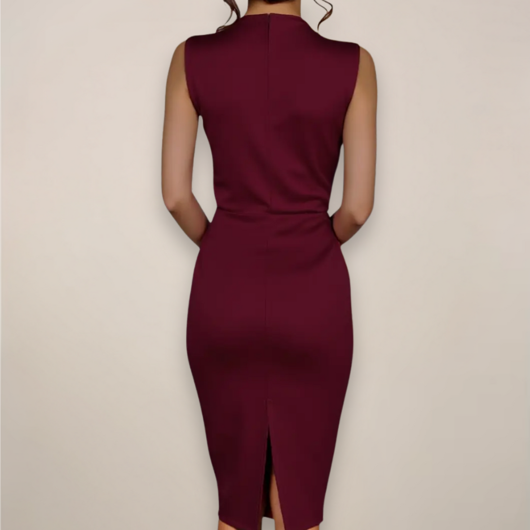 Gloria | Vestido midi elegante para mujer sin mangas con lazo