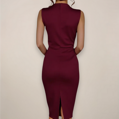 Gloria | Vestido midi elegante para mujer sin mangas con lazo