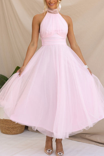 Demetrio | Vestido largo sin mangas con escote halter | Maxi