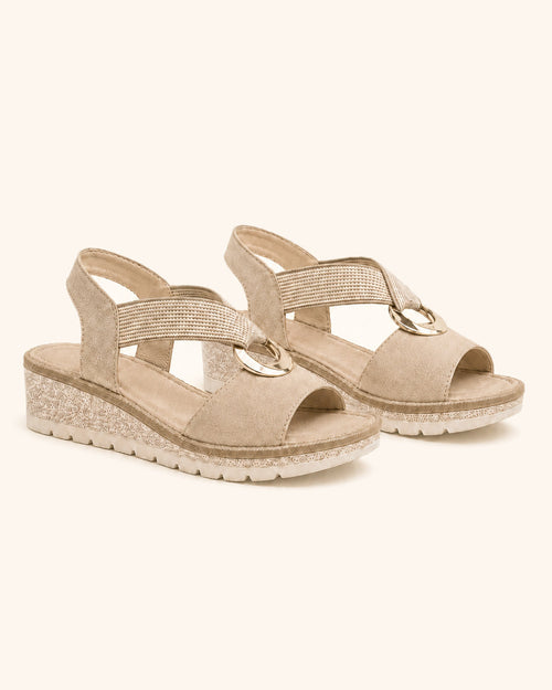 Amelia — Sandalias cómodas arco dorado