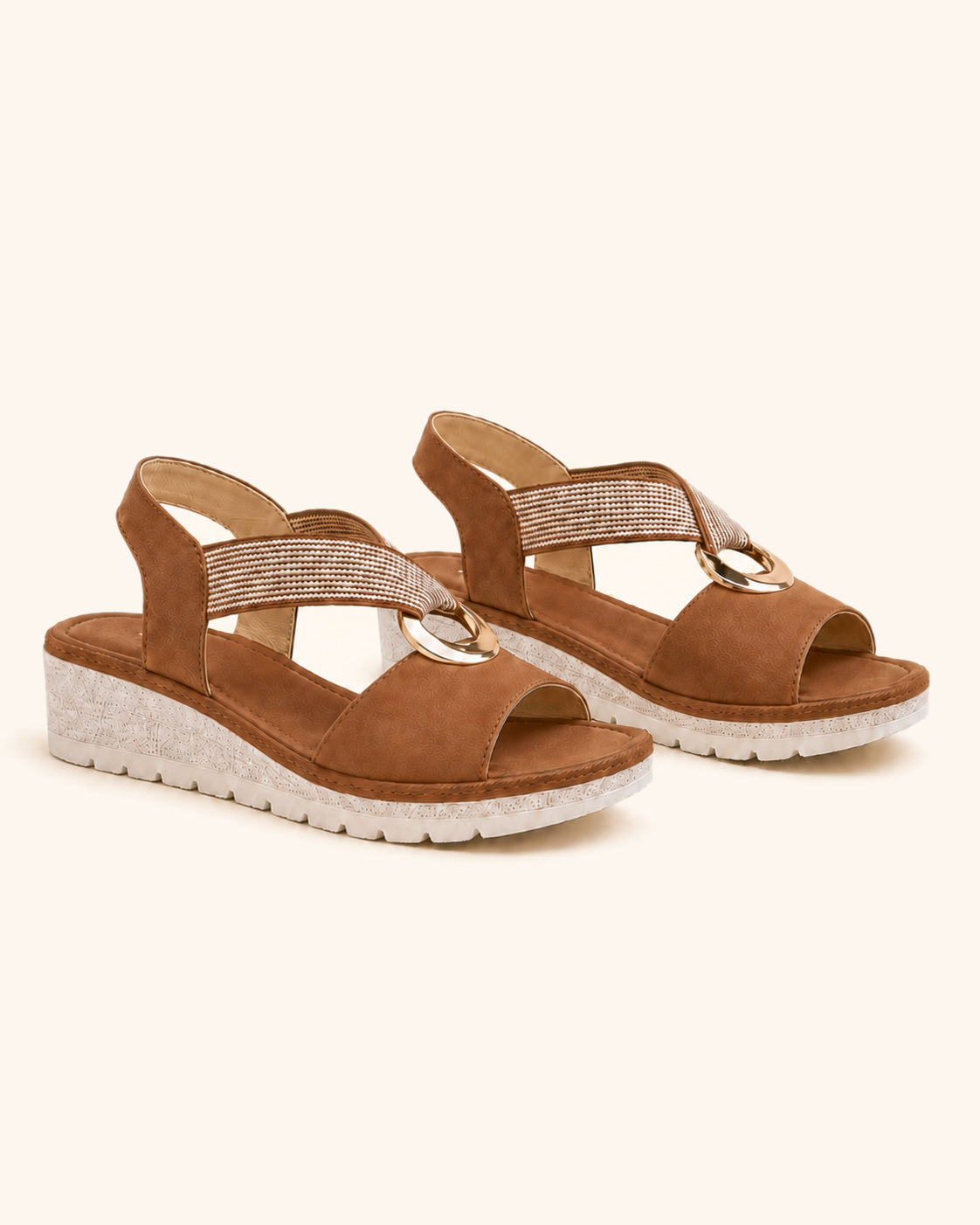 Amelia — Sandalias cómodas arco dorado