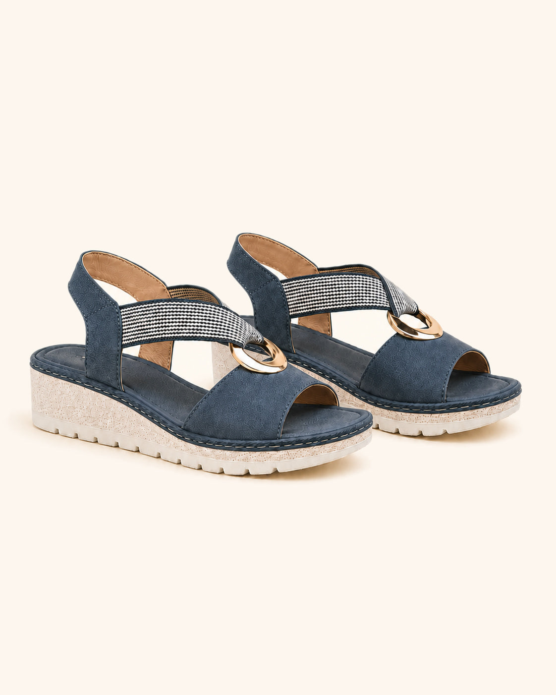 Amelia — Sandalias cómodas arco dorado