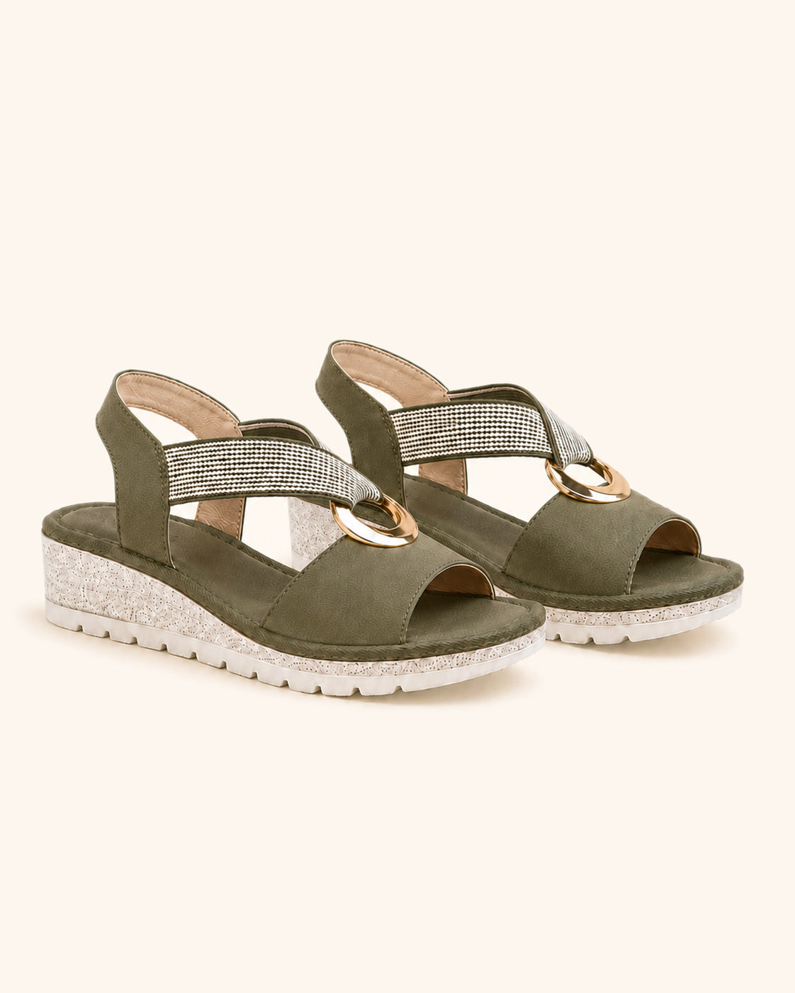 Amelia — Sandalias cómodas arco dorado