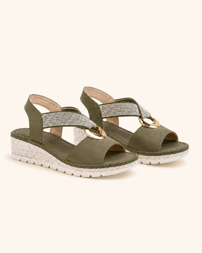 Amelia — Sandalias cómodas arco dorado