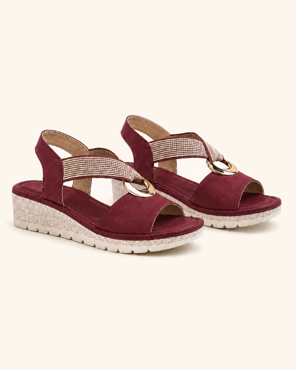 Amelia — Sandalias cómodas arco dorado