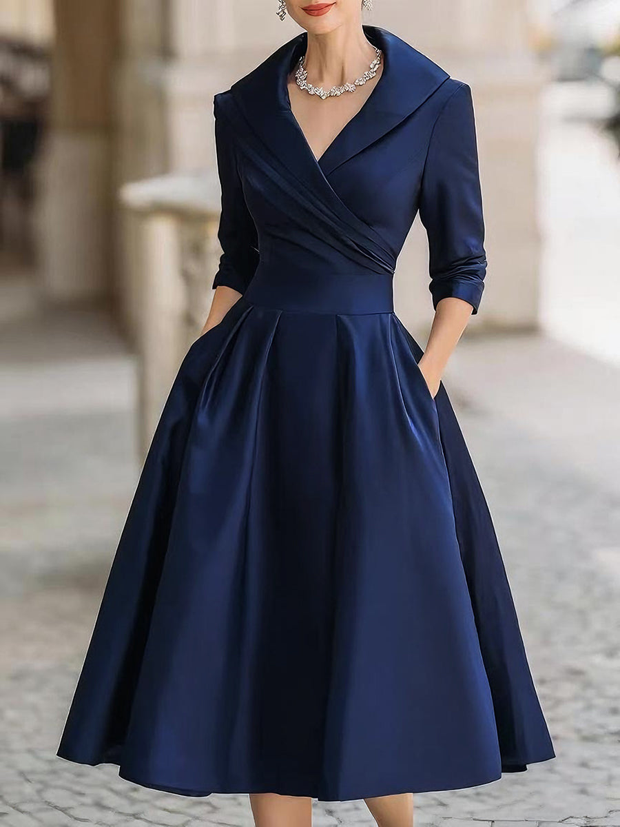 Aroa | Vestido midi cruzado elegante para mujer con escote en V